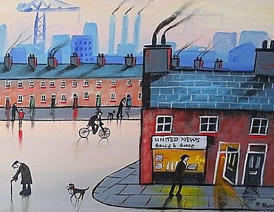 Pete Rumney (Pete The Painter) Painting - Fetching The Papers (Northern Art)