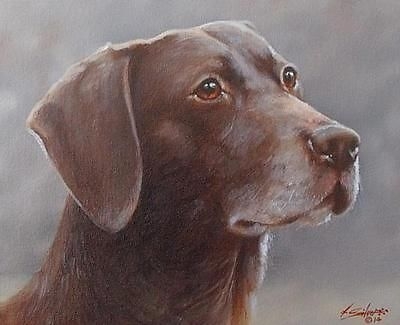 Antique John Silver Original Oil Painting Portrait Of A German Shorthaired Pointer Dog