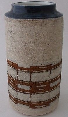 Stylish Large Troika Pottery Cylinder Vase c1970's