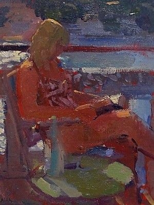 Very Stylish Bo Hilton Oil Painting Of A Woman / Lady Reading