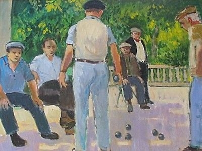 Superb John Ash Oil Painting - Men Playing Boules