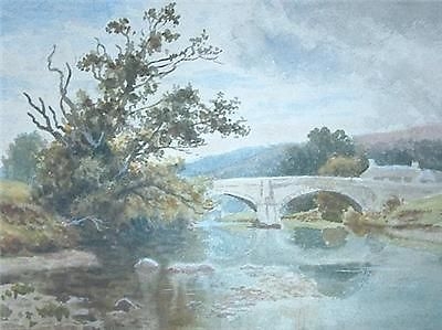 Antique Thomas Spinks River Landscape Watercolour Painting