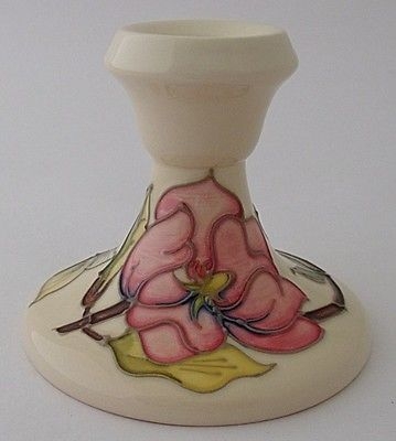 Attractive Moorcroft Pottery Magnolia Candle Holder (Candlestick)