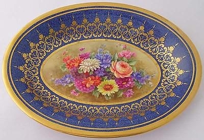 Exquisite Royal Worcester Dish Decorated With Flowers - Painted By Ernest Barker