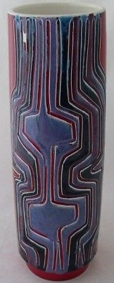 Stunning Large Poole Pottery Delphis Carved Stick Vase