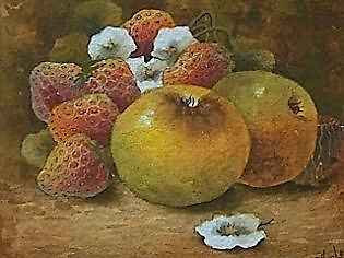 Antique Christopher Hughes (Ex Royal Worcester) Still Life Fruit Watercolour Painting