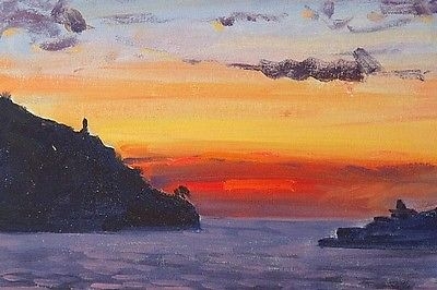 Superb David Rylance Mediterranean Sunset Oil Painting