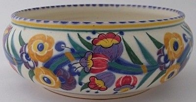 Fabulous Early Poole Pottery EE Fuchsia Bowl - Art Deco