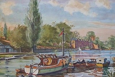 Antique Gordon C Arnold River Dee Chester Watercolour Painting