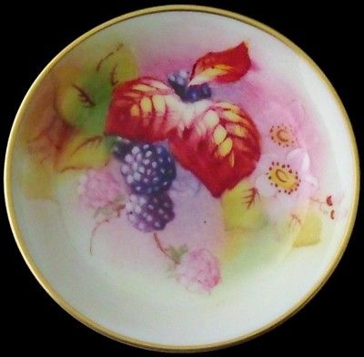 Antique Nice Small Royal Worcester Fruit And Leaves Dish / Tray