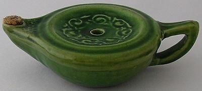 Stylish Liberty London Green Oil Lamp - British Art Pottery
