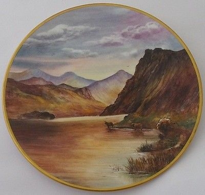 James Skerrett (Former Royal Worcester Artist) Highland Cattle Landscape Plate