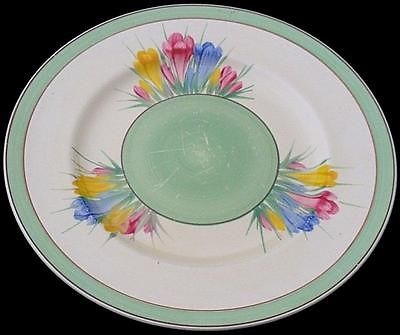 Nice Large Clarice Cliff Plate - Spring Crocus Flowers Pattern - Art Deco