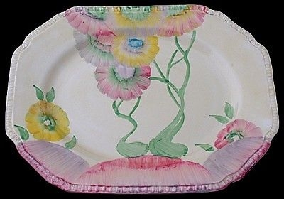 Beautiful Large Clarice Cliff Pink Pearls Dish / Tray - 1930's Art Deco