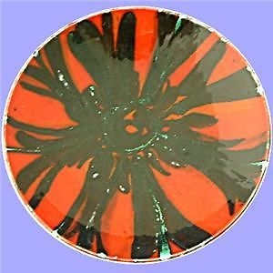 Retro Poole Pottery Red & Black Delphis Pattern Dish