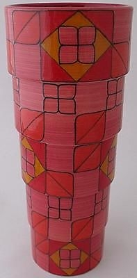 Unique Dennis Chinaworks Red Flower Sidestep Trial Vase By Sally Tuffin