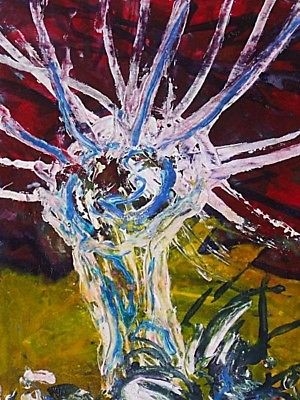 Antique Stylish Modern Barbara Karn Abstract Tree Painting