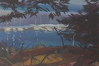 Stylish Neil Murison (RWA) Mixed Media Painting - Coastal Landscape With Boats