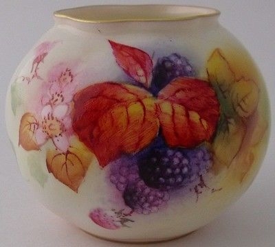 Royal Worcester Fruit And Leaves Vase By M Miller c1952