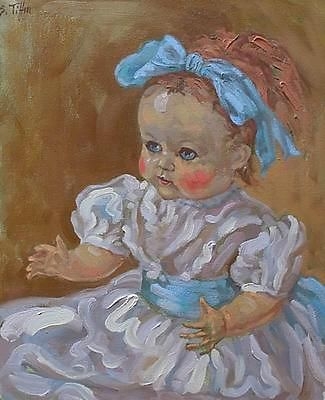 Sheila Tiffin Oil Painting - Cutie Eyed Walking Doll (St Ives Cornish Art)
