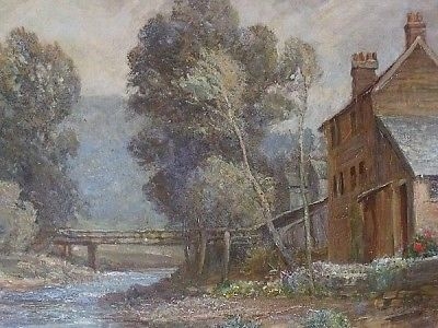 Antique Ernest Ehlers RWA River Landscape Oil Painting Brendon (Exmoor) North Devon