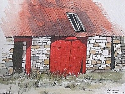 Jim Nicholson (Scottish) Old Barn Whamphill Watercolour