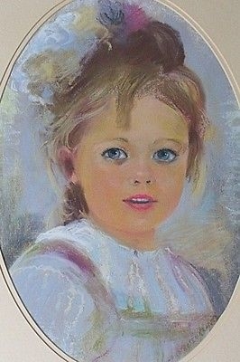 Fine Baron Arild Rosenkrantz (Danish) Pastel Portrait Painting Of A Young Girl