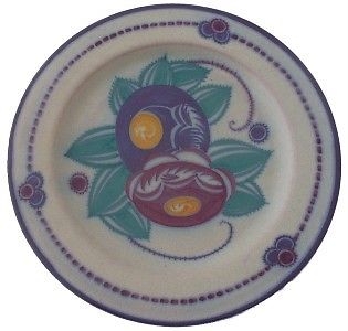 Fine Early Poole Pottery Truda Adams Anne Hatchard Plate - 1920's Art Deco