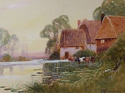 Henry John Kinnaird Landscape Watercolour Painting - Cattle / River Ouse Sussex