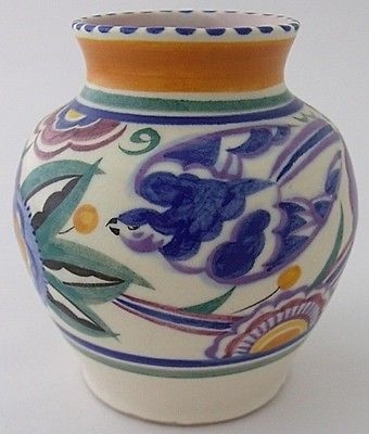 Antique Lovely Poole Pottery Bluebird Vase By Clarice Heath (Drew) - 1930's Art Deco