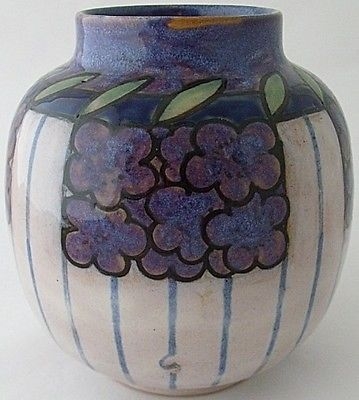 Stunning Royal Doulton Stoneware Vase By Annie Lyons With Stylish Floral Design