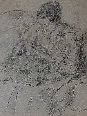 Superb Hermann Bruck (German 1873-1951) Figural Portrait Study Picture Of A Lady