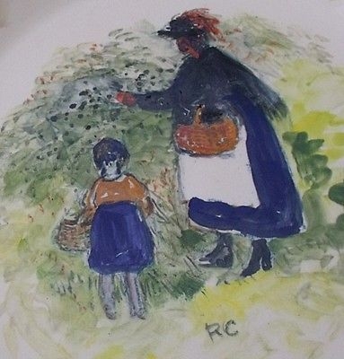 Reg Gammon Blagdon Studio Pottery Plate / Dish - Gypsy Harvest (Woman & Child)