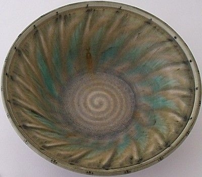 Fine Large Pilkingtons Royal Lancastrian Lapis Ware Bowl By Gladys Rogers