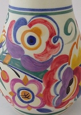 Stunning Early Poole Pottery Vase Decorated By Edith Jeffery - 1930's Art Deco
