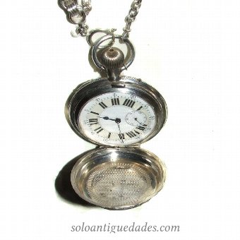 Antique Clock embossed silver Saboneta