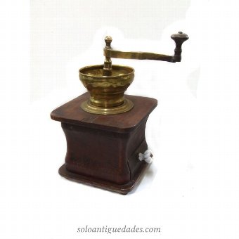 Antique Coffee grinder with white knob