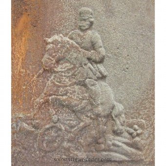 Antique Firewall decorated in relief with rider