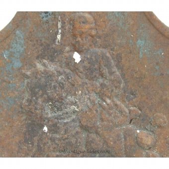 Antique Iron Firewall decorated military horseman