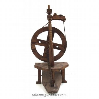 Antique Turned wood mechanical Distaff