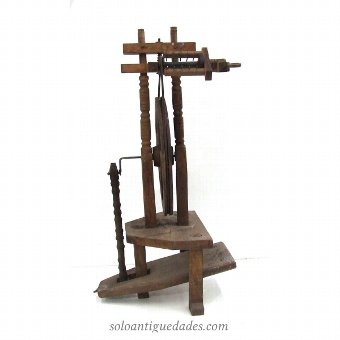Antique Turned wood mechanical Distaff