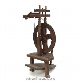 Antique Turned wood mechanical Distaff