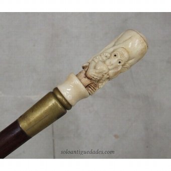 Antique Staff. Decorated with carved monkey