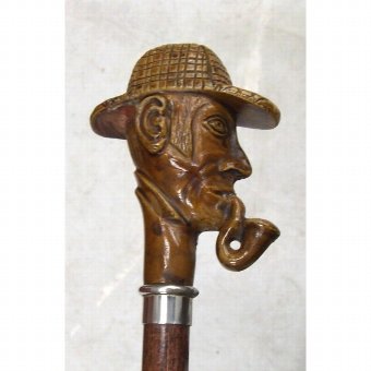Antique Staff decorated pipe man head