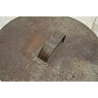 Antique Iron lid with initials "AR"