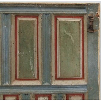 Antique Wooden door painted in blue and red