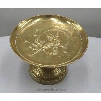 Antique Fruit bronze figure of a woman