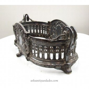 Antique Metal fruit bowl decorated with angels