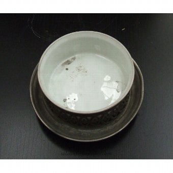 Antique Porcelain fruit bowl with metal stand