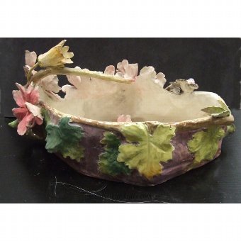 Antique Fruit Bowl decorated with birds and flowers in relief
